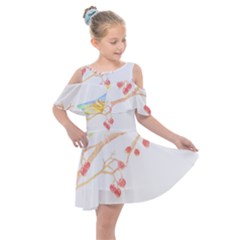 Bird Lover T- Shirtbird T- Shirt (24) Kids  Shoulder Cutout Chiffon Dress by maxcute