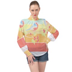 Bird Lover T- Shirtbird T- Shirt (30) High Neck Long Sleeve Chiffon Top by maxcute