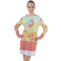 Bird Lover T- Shirtbird T- Shirt (30) Long Sleeve Hoodie Dress by maxcute