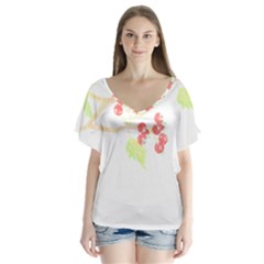 Bird Lover T- Shirtbird T- Shirt (35) V-neck Flutter Sleeve Top by maxcute