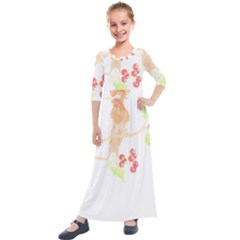 Bird Lover T- Shirtbird T- Shirt (38) Kids  Quarter Sleeve Maxi Dress by maxcute