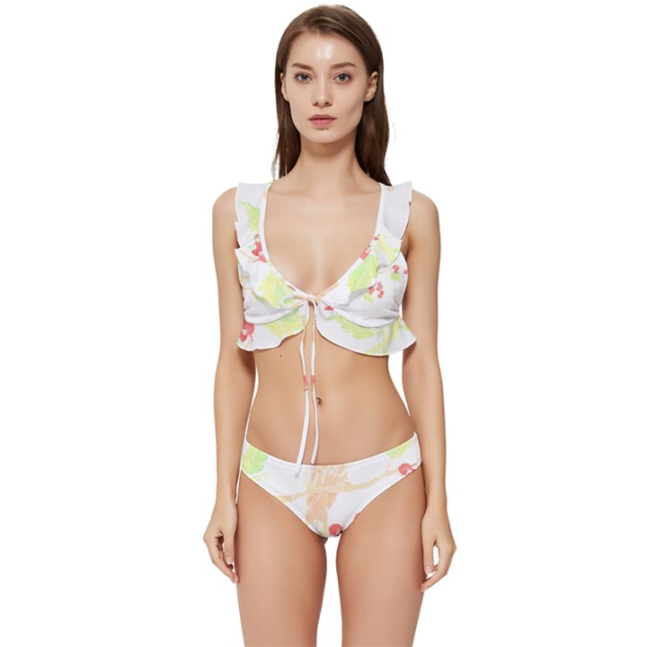 Bird Lover T- Shirtbird T- Shirt (38) Low Cut Ruffle Edge Bikini Set