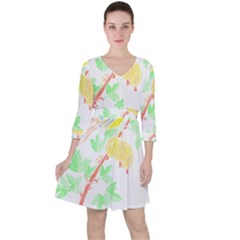 Bird Lover T- Shirtbird T- Shirt (5) Quarter Sleeve Ruffle Waist Dress by maxcute