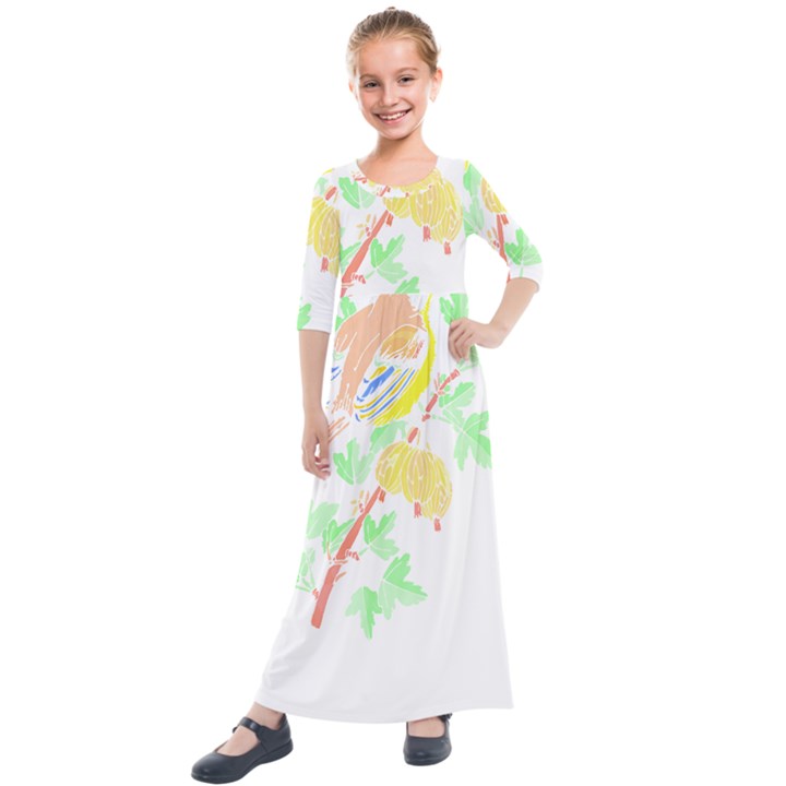 Bird Lover T- Shirtbird T- Shirt (5) Kids  Quarter Sleeve Maxi Dress