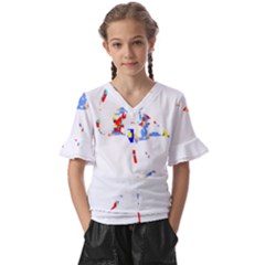 Bird Lover T- Shirtbird T- Shirt (7) Kids  V-neck Horn Sleeve Blouse