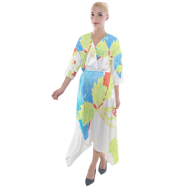 Bird Lover T- Shirtbird T- Shirt (9) Quarter Sleeve Wrap Front Maxi Dress