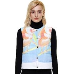 Birds Illustration T- Shirtbird T- Shirt (1) Women s Short Button Up Puffer Vest by maxcute