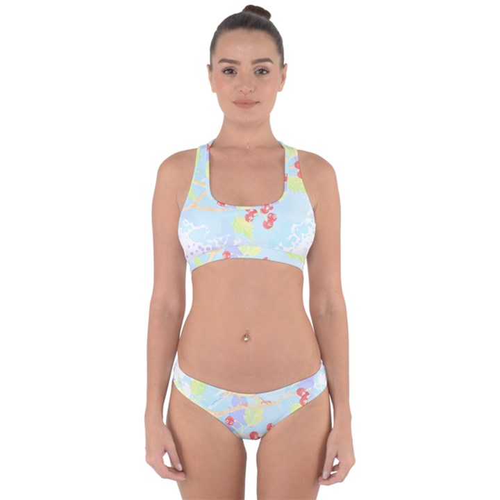 Birds Illustration T- Shirtbird T- Shirt (2) Cross Back Hipster Bikini Set