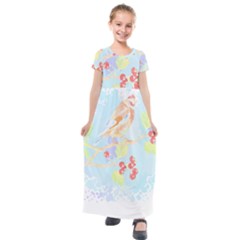 Birds Illustration T- Shirtbird T- Shirt (2) Kids  Short Sleeve Maxi Dress by maxcute