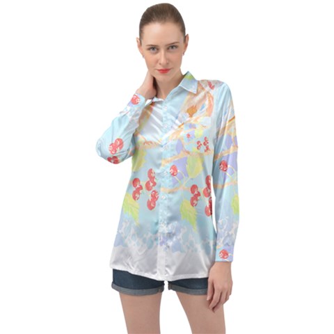 Birds Illustration T- Shirtbird T- Shirt (2) Long Sleeve Satin Shirt by maxcute