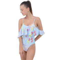 Birds Illustration T- Shirtbird T- Shirt (2) Drape Piece Swimsuit by maxcute