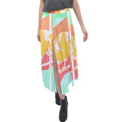 Birds Illustration T- Shirtbird T- Shirt (4) Velour Split Maxi Skirt by maxcute