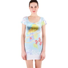 Birds Illustration T- Shirtbird T- Shirt (6) Short Sleeve Bodycon Dress by maxcute