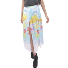 Birds Illustration T- Shirtbird T- Shirt (6) Velour Split Maxi Skirt by maxcute