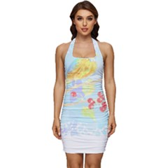 Birds Illustration T- Shirtbird T- Shirt (6) Sleeveless Wide Square Neckline Ruched Bodycon Dress by maxcute