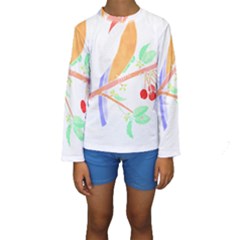 Birds Illustration T- Shirtbird T- Shirt (8) Kids  Long Sleeve Swimwear by maxcute