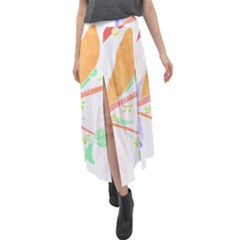 Birds Illustration T- Shirtbird T- Shirt (8) Velour Split Maxi Skirt by maxcute