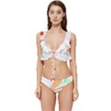 Birds Illustration T- Shirtbird T- Shirt (8) Low Cut Ruffle Edge Bikini Set View1