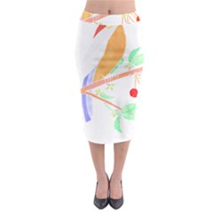 Birds Illustration T- Shirtbird T- Shirt (8) Midi Pencil Skirt by maxcute