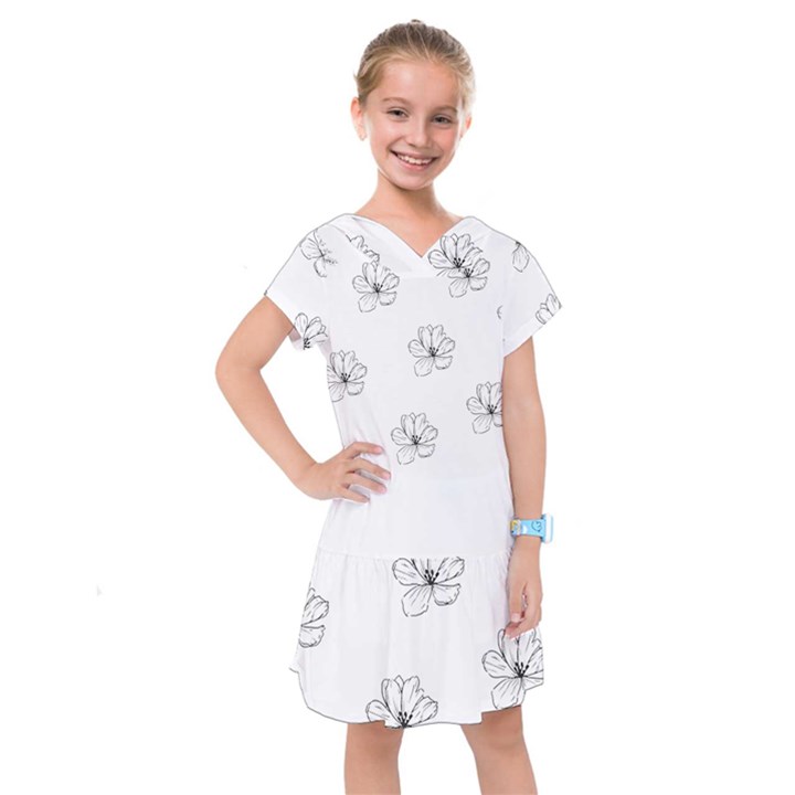 Black And White Pattern T- Shirt Black And White Pattern 11 Kids  Drop Waist Dress