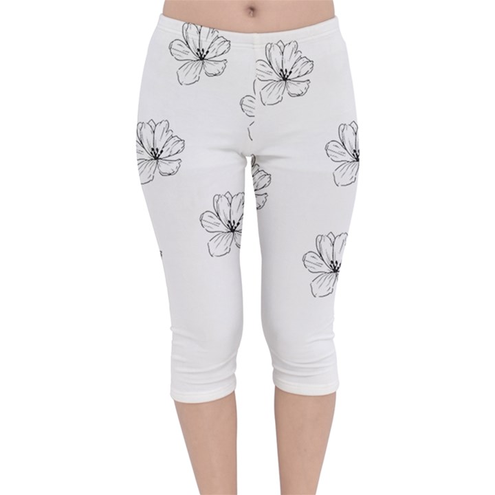 Black And White Pattern T- Shirt Black And White Pattern 11 Velvet Capri Leggings 