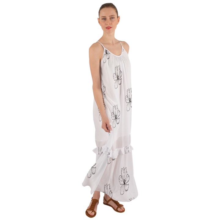 Black And White Pattern T- Shirt Black And White Pattern 11 Cami Maxi Ruffle Chiffon Dress