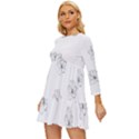 Black And White Pattern T- Shirt Black And White Pattern 11 Long Sleeve Babydoll Dress View2