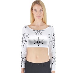 Black And White Pattern T- Shirt Black And White Pattern 12 Long Sleeve Crop Top by maxcute