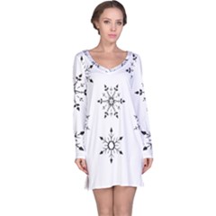 Black And White Pattern T- Shirt Black And White Pattern 12 Long Sleeve Nightdress by maxcute