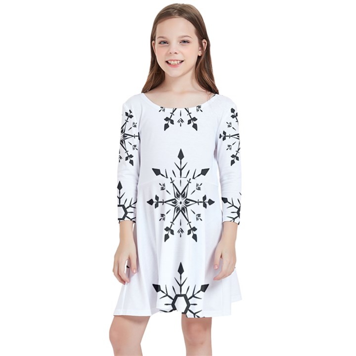 Black And White Pattern T- Shirt Black And White Pattern 12 Kids  Quarter Sleeve Skater Dress