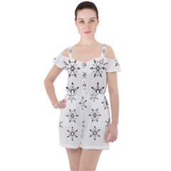 Black And White Pattern T- Shirt Black And White Pattern 12 Ruffle Cut Out Chiffon Playsuit by maxcute