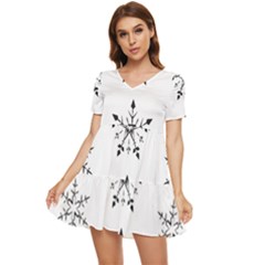 Black And White Pattern T- Shirt Black And White Pattern 12 Tiered Short Sleeve Babydoll Dress by maxcute