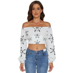 Black And White Pattern T- Shirt Black And White Pattern 12 Long Sleeve Crinkled Weave Crop Top by maxcute