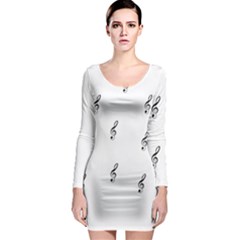 Black And White Pattern T- Shirt Black And White Pattern 7 Long Sleeve Bodycon Dress