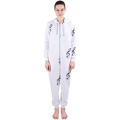 Black And White Pattern T- Shirt Black And White Pattern 7 Hooded Jumpsuit (Ladies)