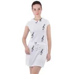 Black And White Pattern T- Shirt Black And White Pattern 7 Drawstring Hooded Dress