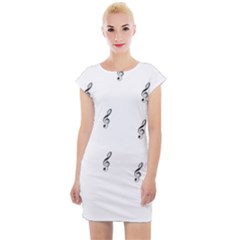 Black And White Pattern T- Shirt Black And White Pattern 7 Cap Sleeve Bodycon Dress