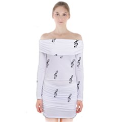 Black And White Pattern T- Shirt Black And White Pattern 7 Long Sleeve Off Shoulder Dress