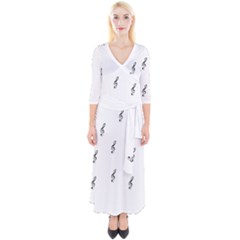 Black And White Pattern T- Shirt Black And White Pattern 7 Quarter Sleeve Wrap Maxi Dress