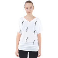 Black And White Pattern T- Shirt Black And White Pattern 7 V-Neck Dolman Drape Top