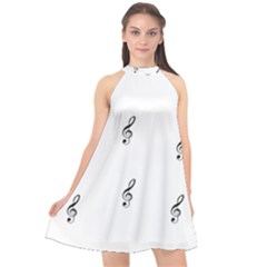 Black And White Pattern T- Shirt Black And White Pattern 7 Halter Neckline Chiffon Dress 