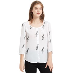 Black And White Pattern T- Shirt Black And White Pattern 7 Chiffon Quarter Sleeve Blouse