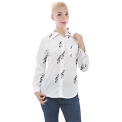 Black And White Pattern T- Shirt Black And White Pattern 7 Women s Long Sleeve Pocket Shirt