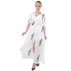 Black And White Pattern T- Shirt Black And White Pattern 7 Waist Tie Boho Maxi Dress