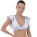 Black And White Pattern T- Shirt Black And White Pattern 7 Plunge Frill Sleeve Bikini Top View1