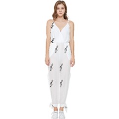 Black And White Pattern T- Shirt Black And White Pattern 7 Sleeveless Tie Ankle Chiffon Jumpsuit