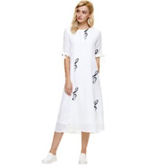 Black And White Pattern T- Shirt Black And White Pattern 7 Bow Sleeve Chiffon Midi Dress