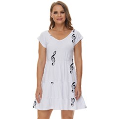 Black And White Pattern T- Shirt Black And White Pattern 7 Short Sleeve Tiered Mini Dress