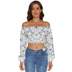 Black And White Pattern T- Shirt Black And White Pattern 8 Long Sleeve Crinkled Weave Crop Top by maxcute