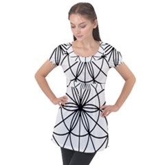 Black And White Pattern T- Shirt Black And White Pattern T- Shirt Puff Sleeve Tunic Top by maxcute